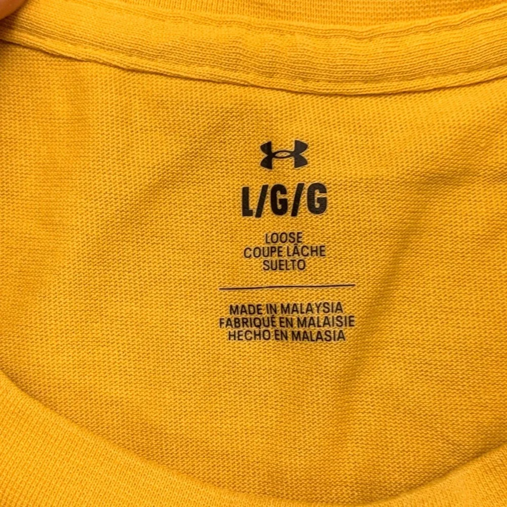 Under Armour T Shirt Men Large Yellow Loose Fit Logo Cotton Running Sportswear